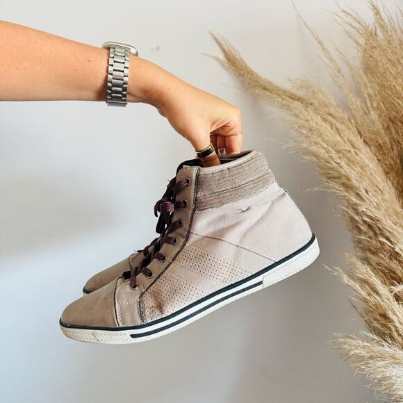 MENS KENNETH COLE Rubber Grey Brown White Lace Up High Top Sneakers Shoes 10 - Picture 5 of 12